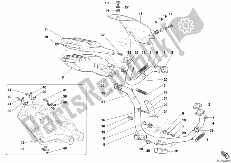Tutte le parti per il Impianto Di Scarico del Ducati Superbike 999 R 2003